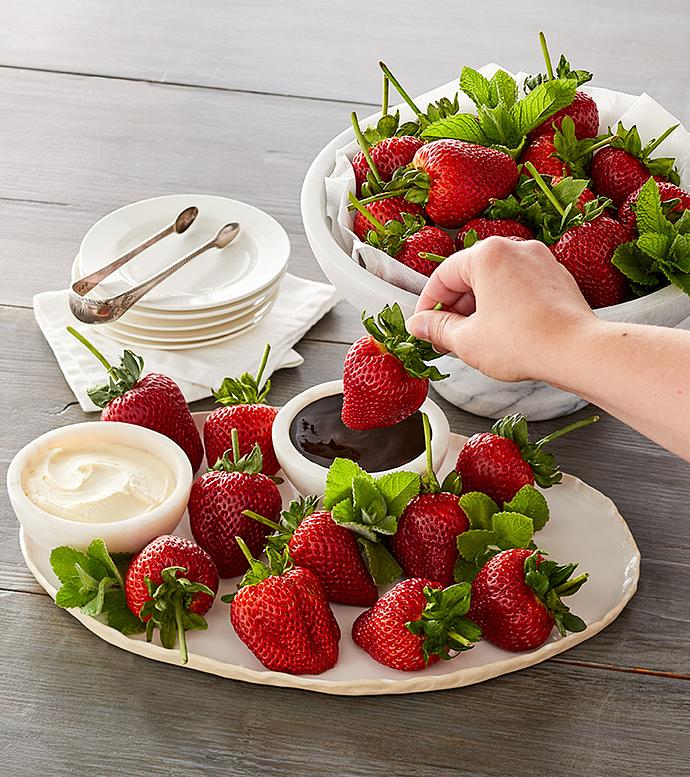 Mother's Day Strawberries, Double Devon Cream, and Chocolate Dipping Sauce